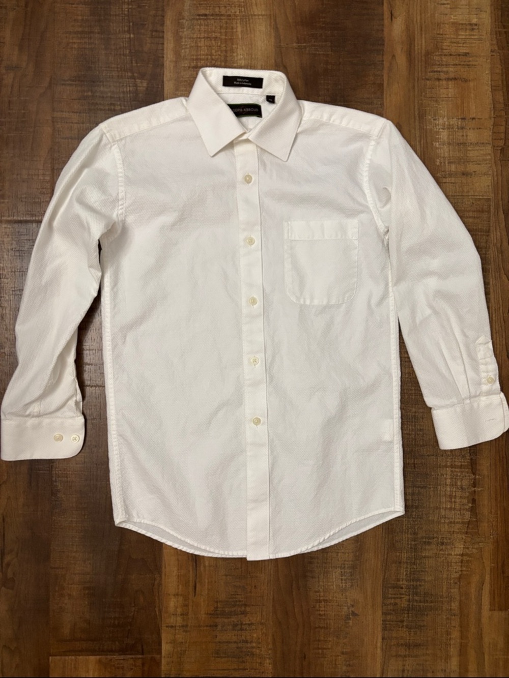 Joseph Abboud boys size 12 White Long-Sleeve Dress Shirt Cotton button down EUC